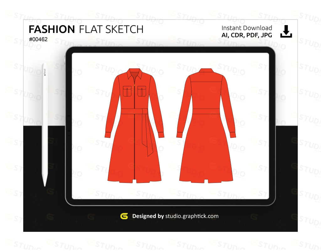 WOMENS DRESS FLAT SKETCH - shop.graphtick.com
