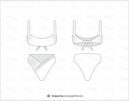 Bikini Set Flat Sketch