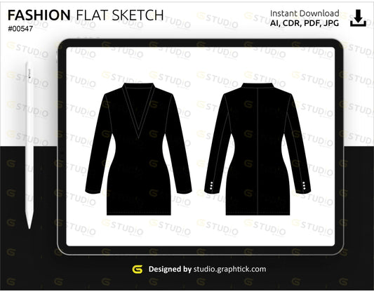 Blazer Dress Flat Sketch