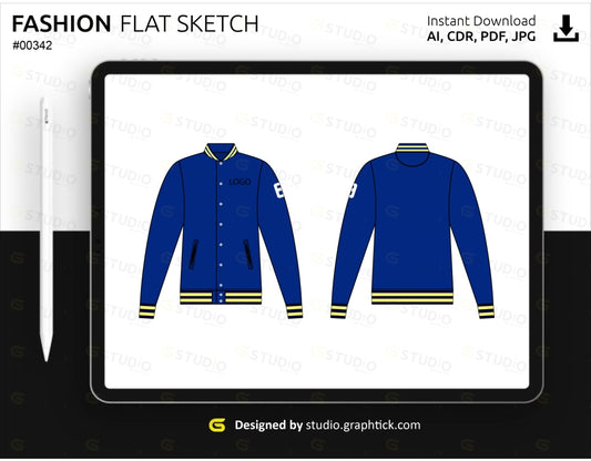 Bomber Jacket Flat Sketch Bomber Jacket