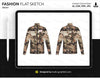 Camu Zipper Jacket Flat Sketch Coats & Jackets