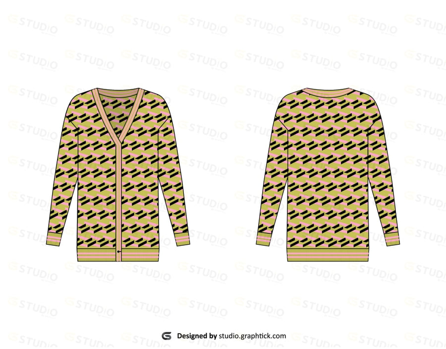 Cardigan Sweater Flat Sketch