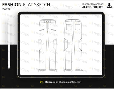 Cargo Pant Flat Sketch