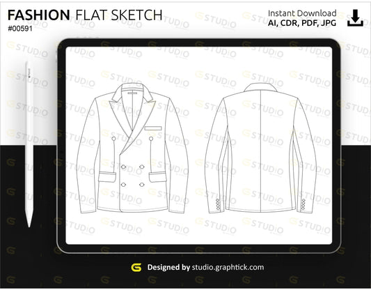 Coat Flat Sketch Coats & Jackets