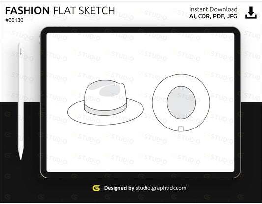 Crown Hat Flat Sketch Hats