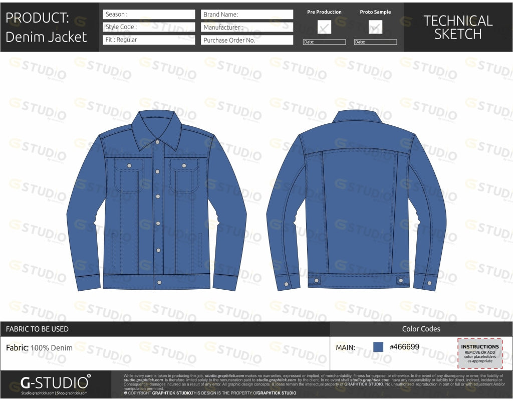 DENIM JACKET TECH PACK TEMPLATE