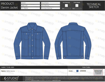 Denim Jacket Tech Pack Template