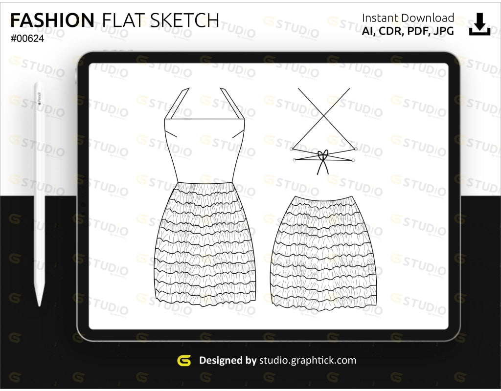 Dress fashion flat sketch template16 Royalty Free Vector
