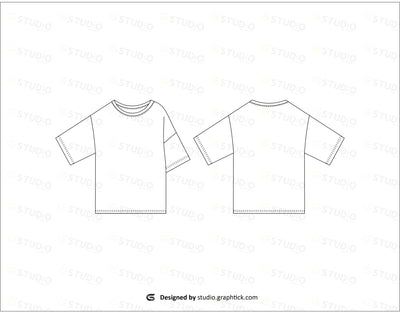Drop Shoulder Loose Fit Tee Shirt Flat Sketch