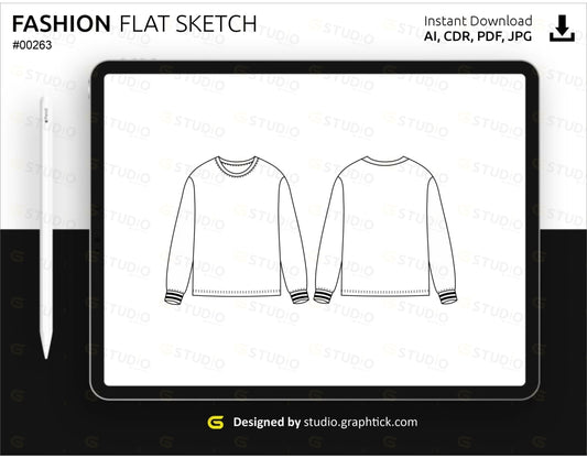 Drop Shoulder Sweatshirt Flat Sketch