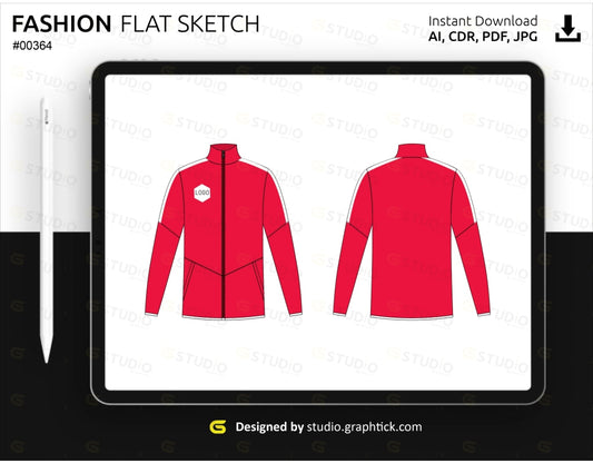 Fitness Zipper Jacket Flat Sketch