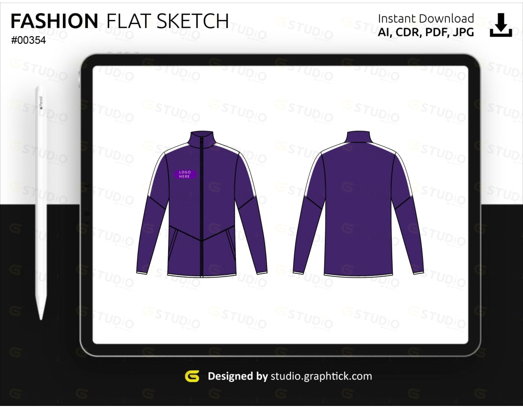 Fitness Zipper Jacket Flat Sketch