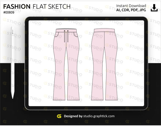 Flare Pant Flat Sketch Pants