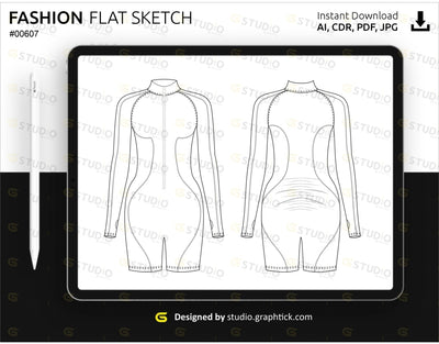 Full Sleeve Jumpsuit Flat Sketch Jumpsuits & Rompers
