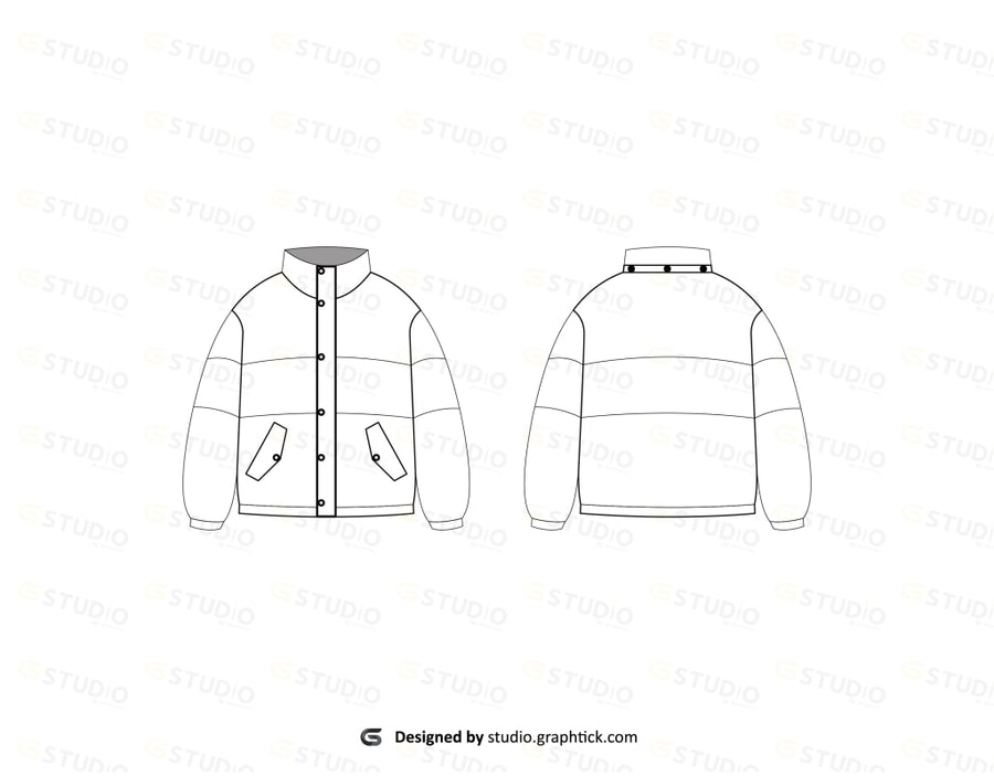 Full Sleeve Puffer Jacket Flat Sketch