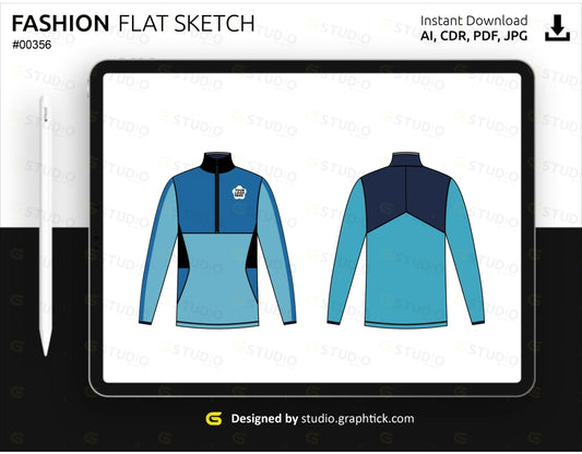 Full Sleeve Rashguard Flat Sketch Rashgaurd