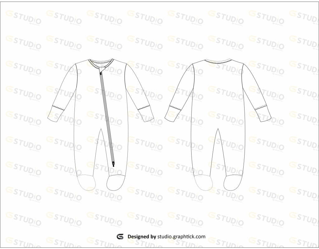 Full Sleeve Romper Flat Sketch Kids