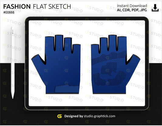 Gaming Gloves Flat Sketch