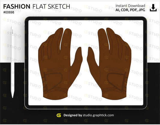 Golf Gloves Flat Sketch