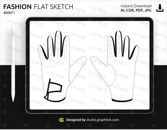 Golf Gloves Flat Sketch