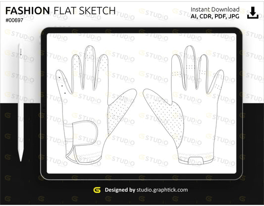 Golf Gloves Flat Sketch