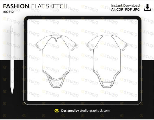 Kids Romper Flat Sketch