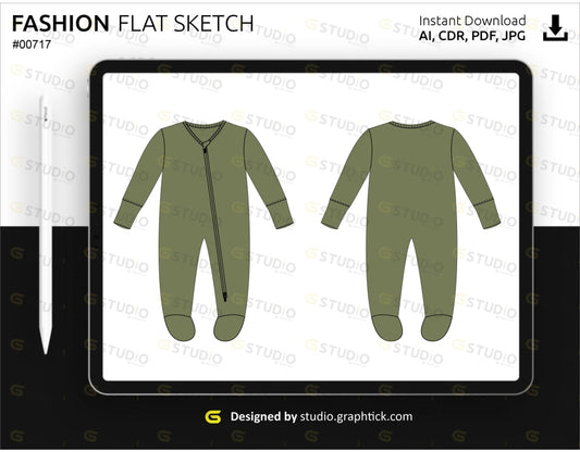 Kids Romper Flat Sketch