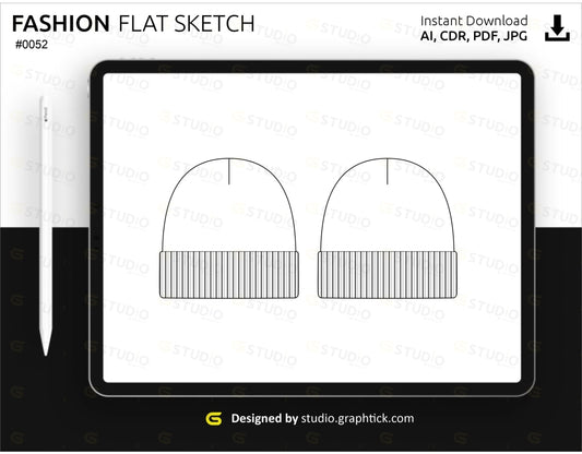 Knitted Beanie Flat Sketch