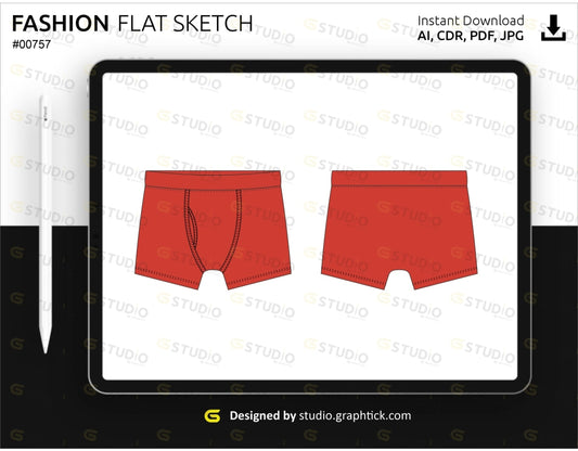 Mens Boxer Brief Flat Sketch Breifs