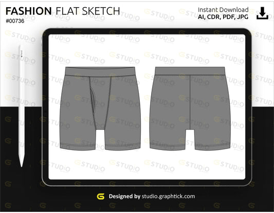 Mens Boxer Briefs Flat Sketch Breifs