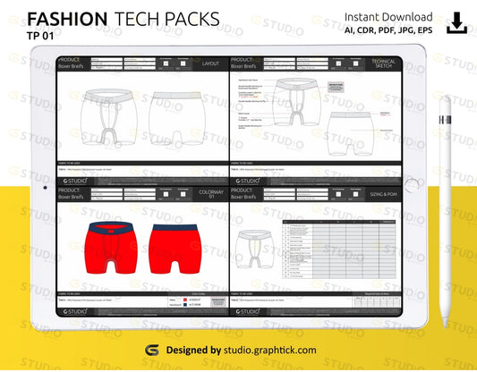 Mens Boxer Briefs Tech Pack Template