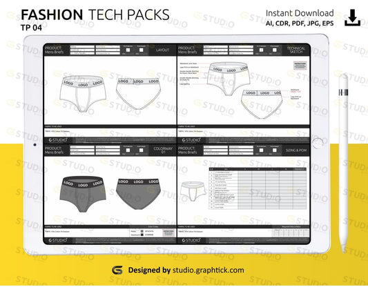 Mens Briefs Tech Pack Template