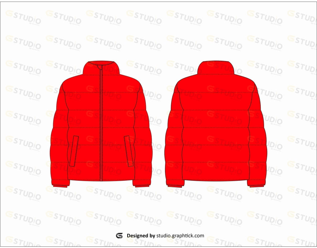 Mens Bubble Jacket Flat Sketch