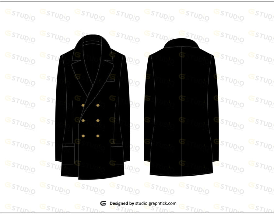 DOUBLE BREASTED TRENCH COAT FLAT SKETCH