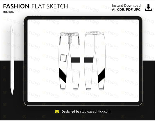 Mens Fashion Jogger Pants Flat Sketch