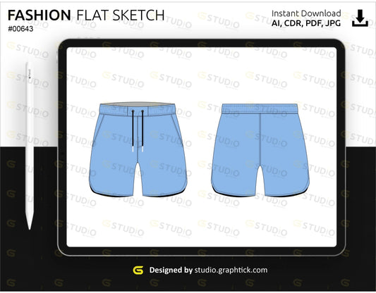 Mens Fitness Shorts Flat Sketch