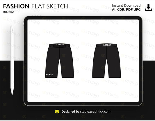 Mens Fitness Shorts Flat Sketch