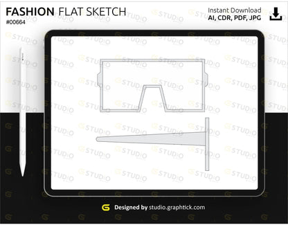 Mens Glasses Flat Sketch