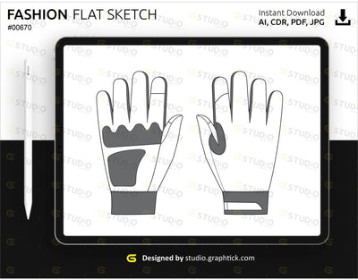 Mens Gloves Flat Sketch