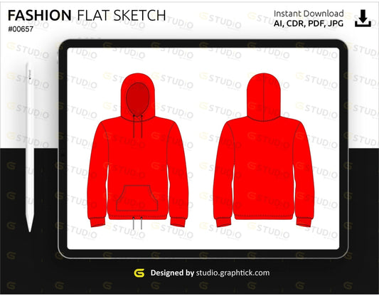 Mens Hoodie Flat Sketch