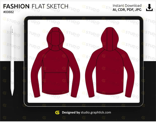 Mens Hoodie Flat Sketch