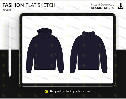 Mens Hoodie Flat Sketch