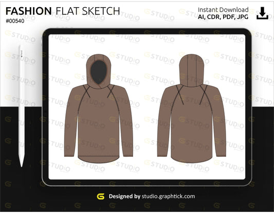 Mens Hoodie Flat Sketch