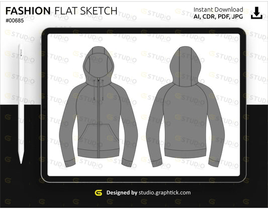 Mens Hoodie Flat Sketch