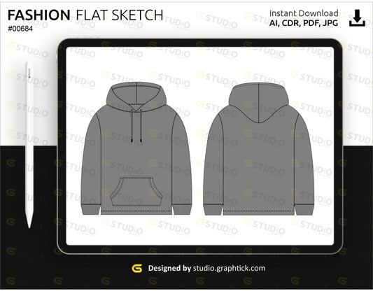 Mens Hoodie Flat Sketch