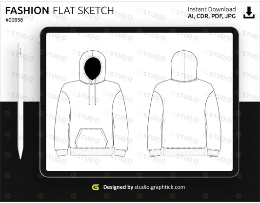 Mens Hoodie Flat Sketch