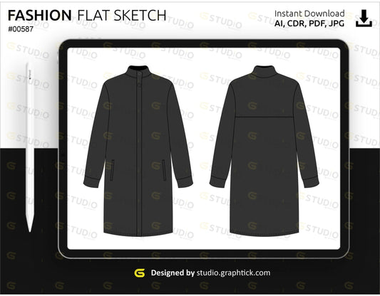 Mens Jacket Flat Sketch Coats & Jackets