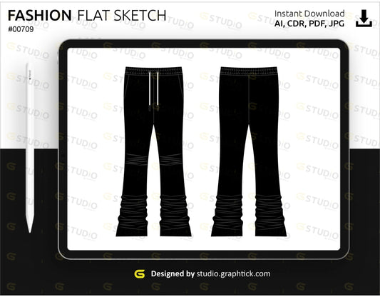 Mens Jogger Open Bottom Pant Flat Sketch Pants