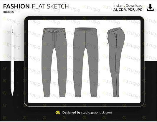 Mens Jogger Pant Flat Sketch Pants