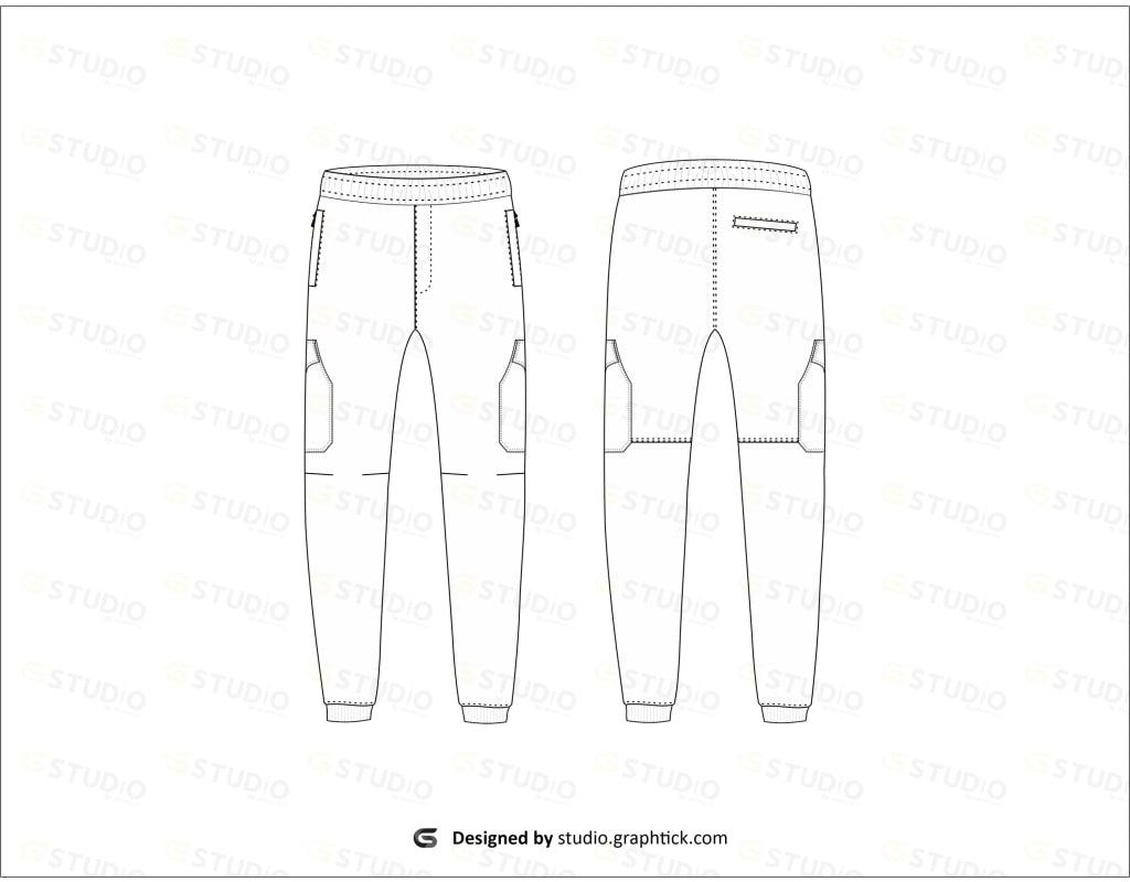 Technical sketch of casual pants with pockets KIds trousers design  template CAD male sport pants 9229684 Vector Art at Vecteezy